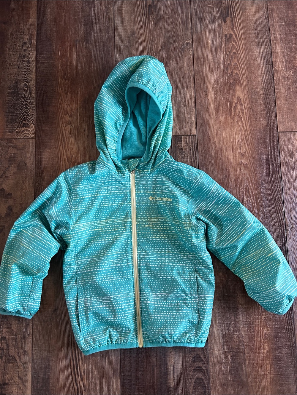 Columbia Teal Hooded Dot-Print Jacket